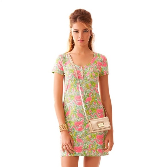 Lilly Pulitzer Flamingo Short Sleeve Dress - Picture 1 of 5